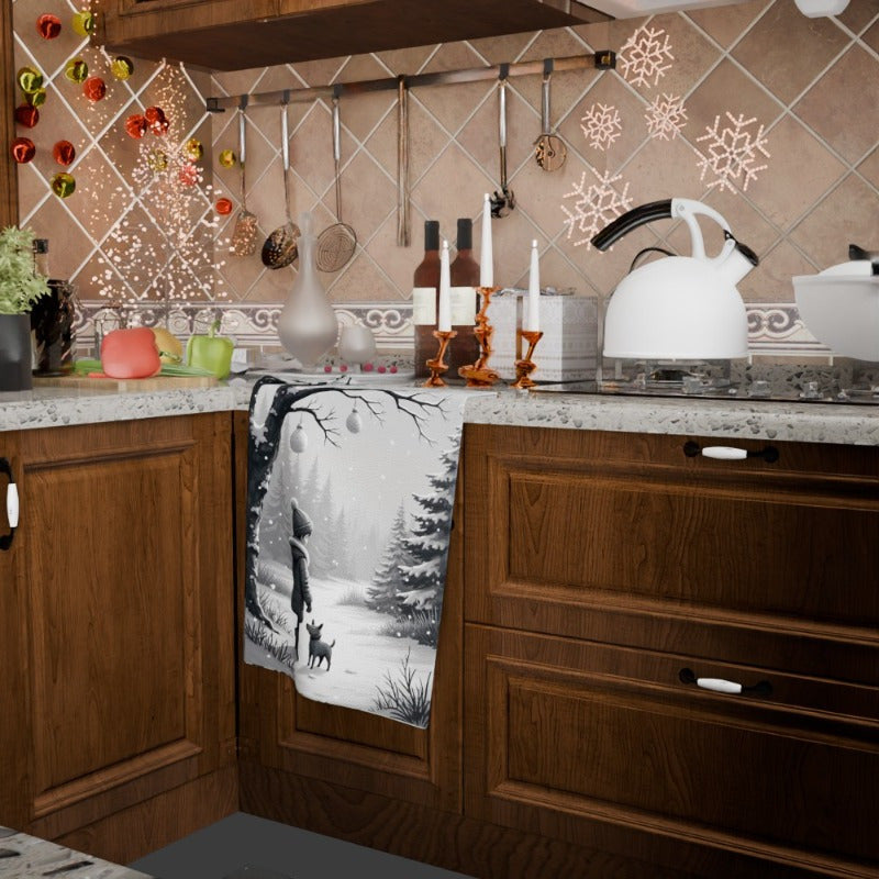 Contemporary Christmas Kitchen Towel 45x66cm Soft Polyester Woven Dish Drying