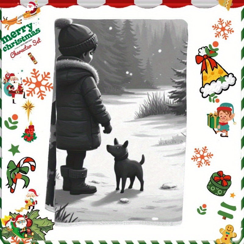 Contemporary Christmas Kitchen Towel 45x66cm Soft Polyester Woven Dish Drying