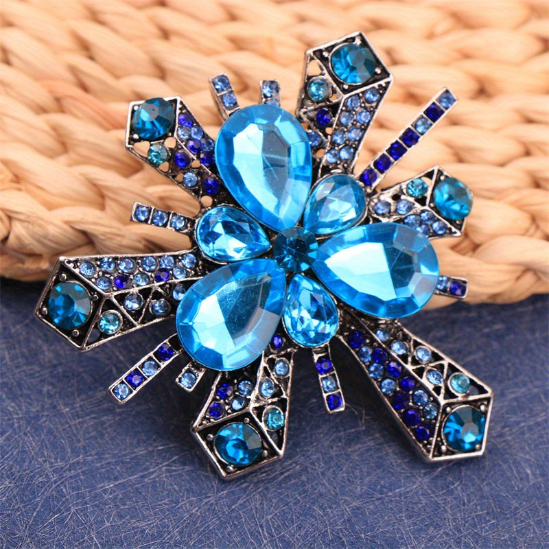Rhinestone Flower Brooch Elegant Jewelry for Dresses and Bags