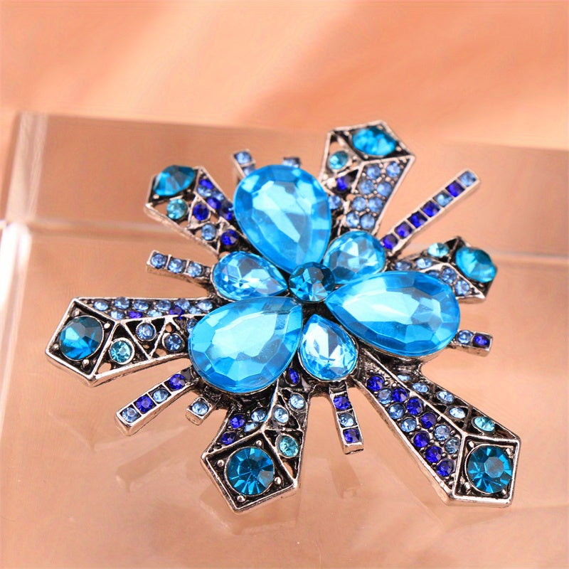 Rhinestone Flower Brooch Elegant Jewelry for Dresses and Bags