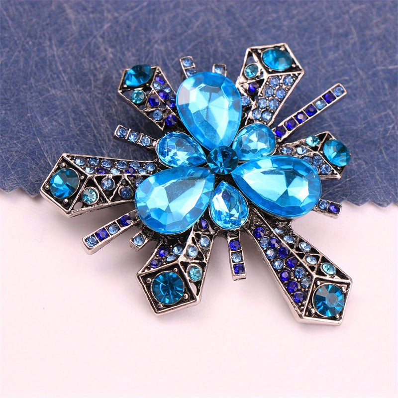 Rhinestone Flower Brooch Elegant Jewelry for Dresses and Bags