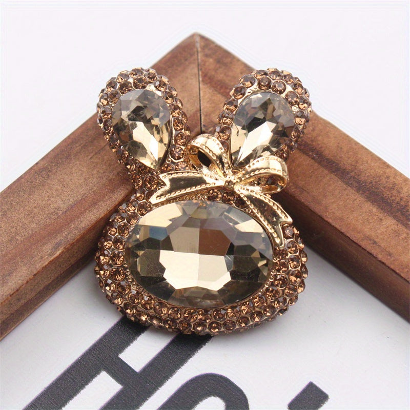 Rhinestone Rabbit Brooch Enamel Pin for Coats Sweaters Dresses