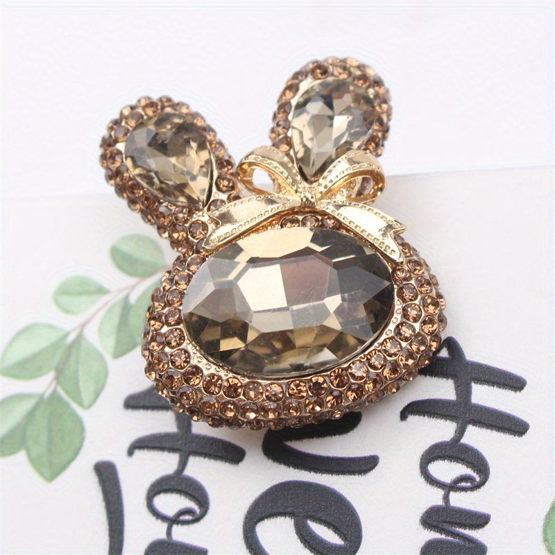 Rhinestone Rabbit Brooch Enamel Pin for Coats Sweaters Dresses