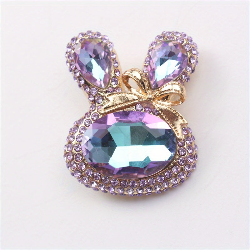 Rhinestone Rabbit Brooch Enamel Pin for Coats Sweaters Dresses