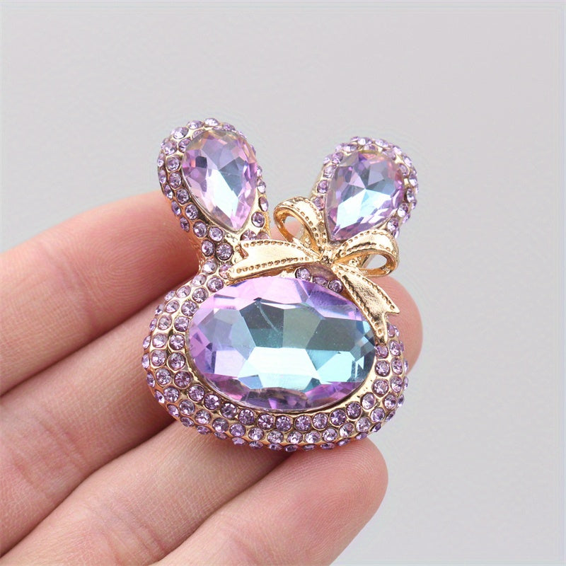 Rhinestone Rabbit Brooch Enamel Pin for Coats Sweaters Dresses