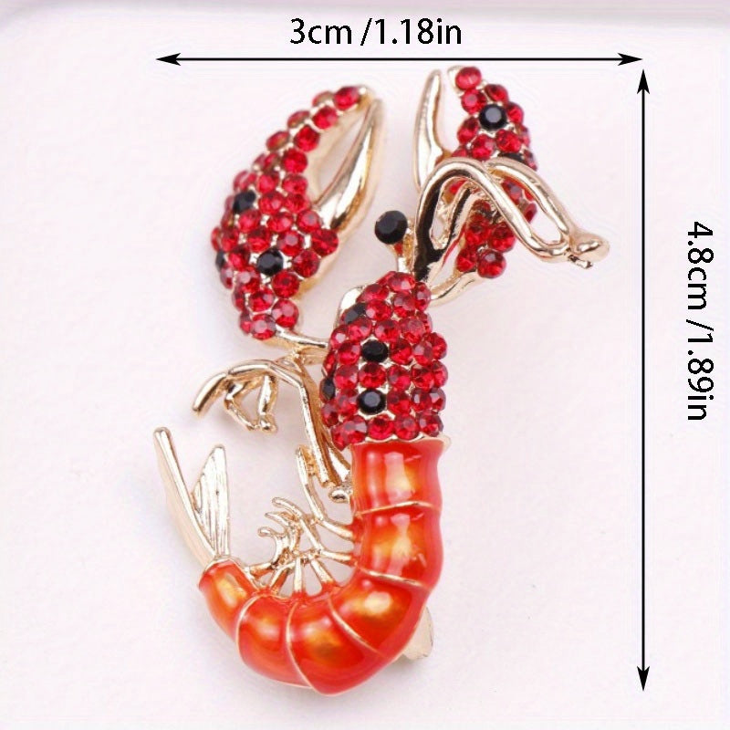Broche de langosta antiguo con cristales y esmalte, joyería para hombres, accesorios