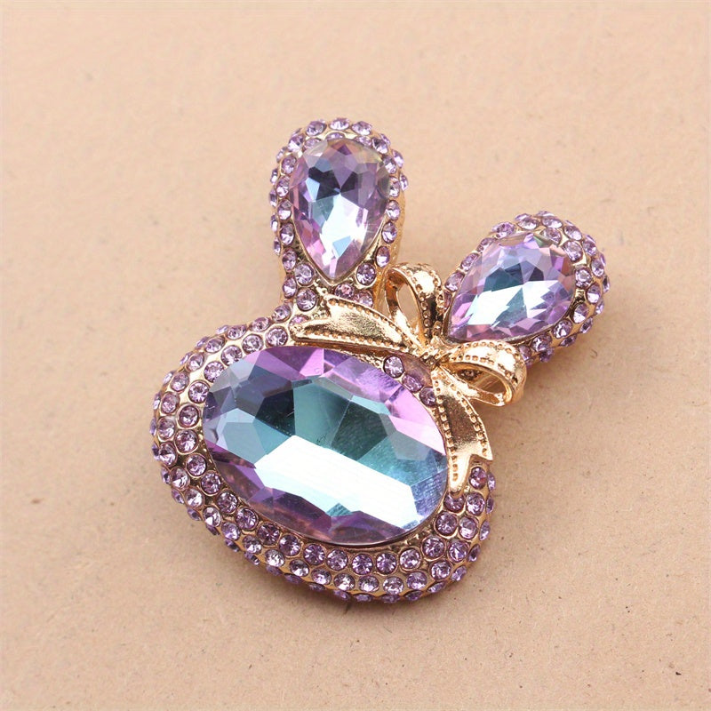 Rhinestone Rabbit Brooch Enamel Pin for Coats Sweaters Dresses