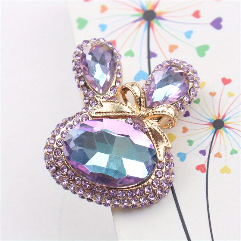 Rhinestone Rabbit Brooch Enamel Pin for Coats Sweaters Dresses