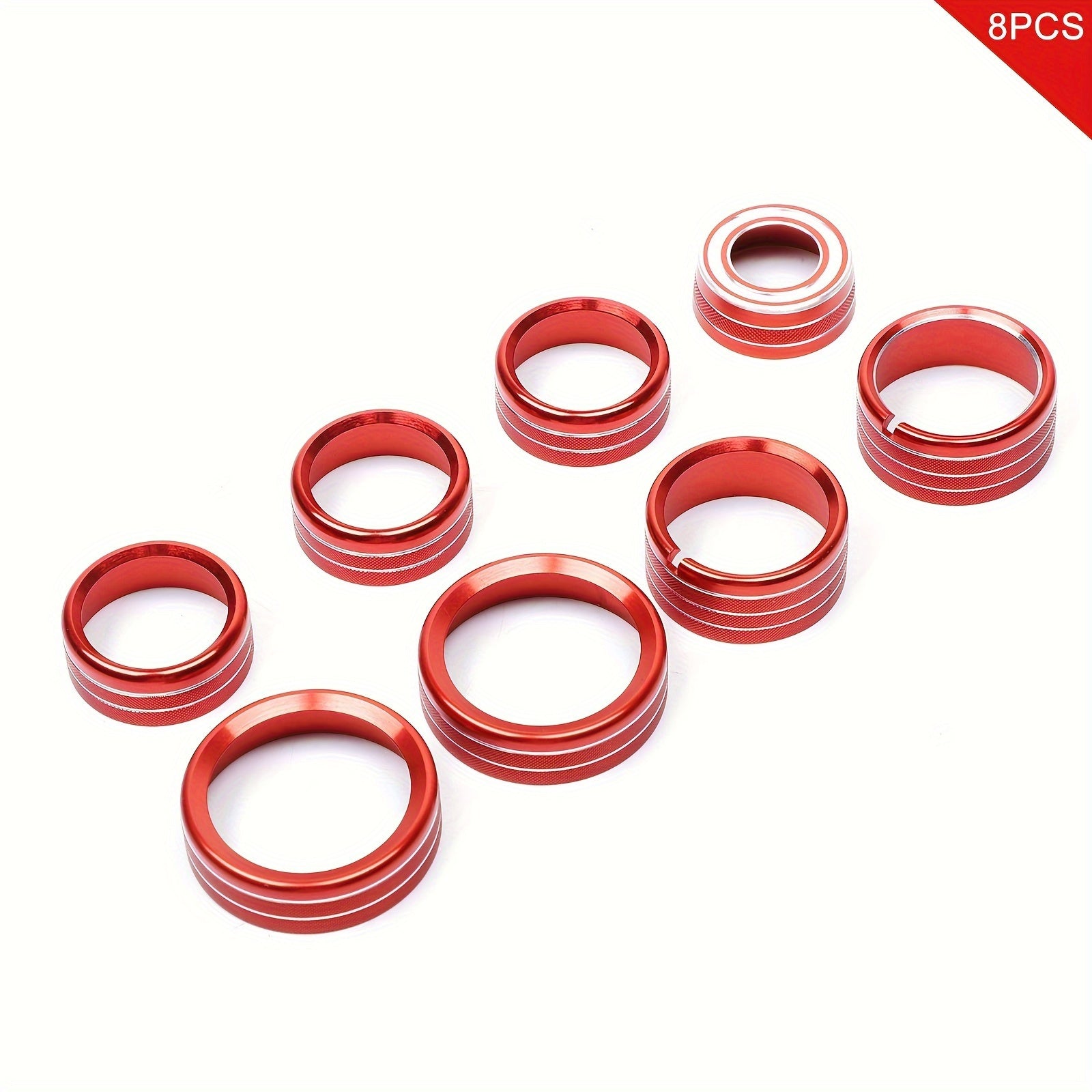 8pcs Aluminum AC Control Knob Ring Set for Car Interior Decoration Red Blue