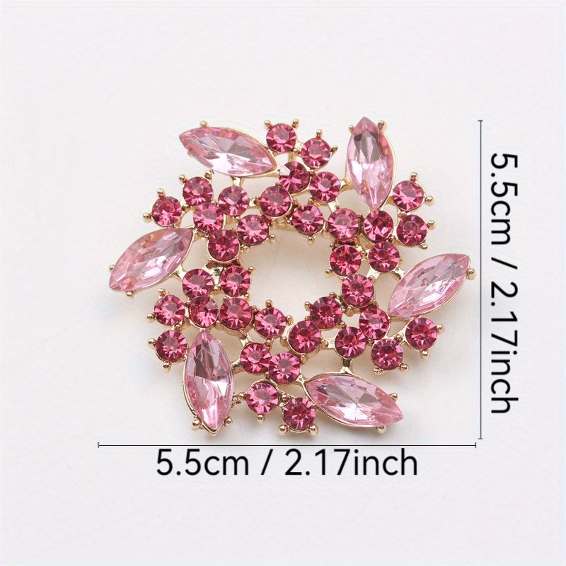 Retro Rhinestone Enamel Flower Brooch Pin for Jackets Coats Shirts