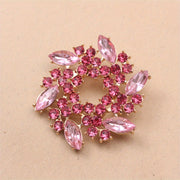 Retro Rhinestone Enamel Flower Brooch Pin for Jackets Coats Shirts