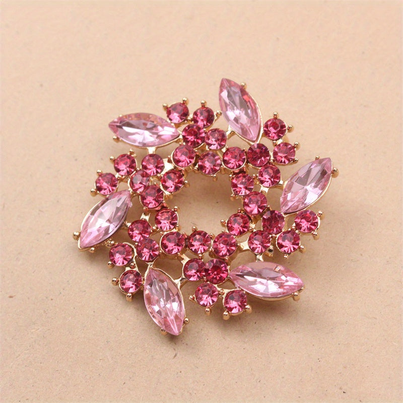 Retro Rhinestone Enamel Flower Brooch Pin for Jackets Coats Shirts
