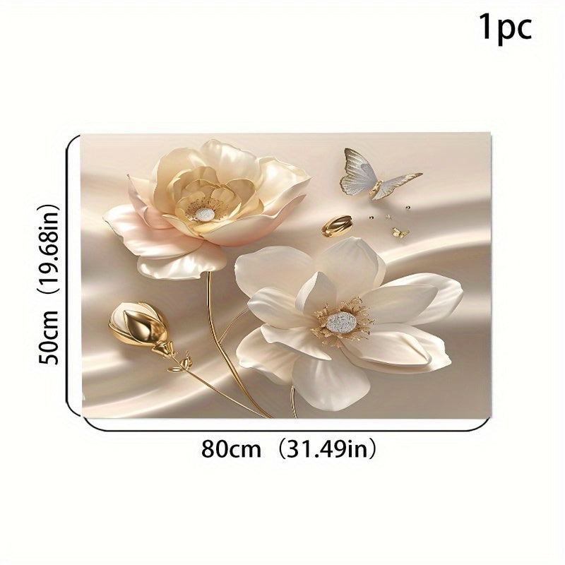 Floral Design Dish Drying Mat Water-Resistant Anti-Slip Countertop Protector