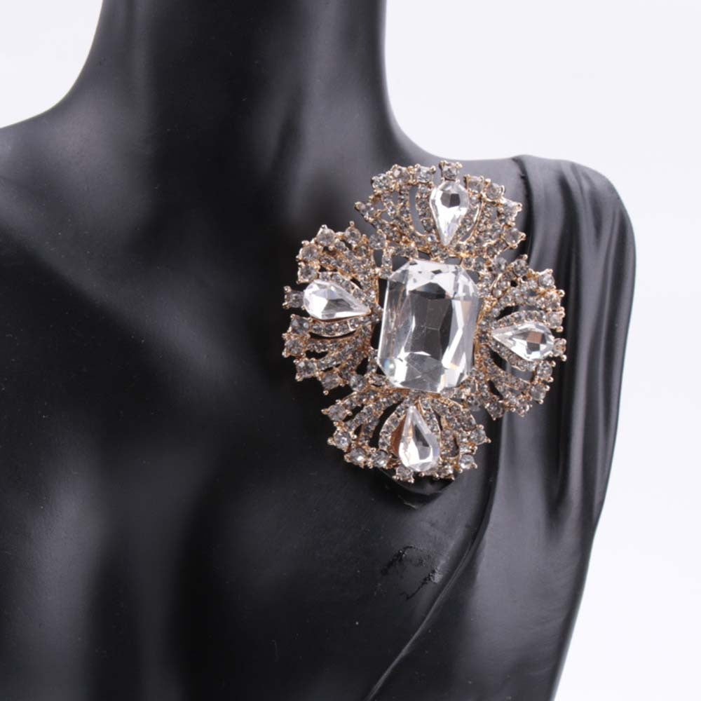 Enamel Cross Brooch Pin with Rhinestones for Women and Men Elegant Minimalist Jewelry