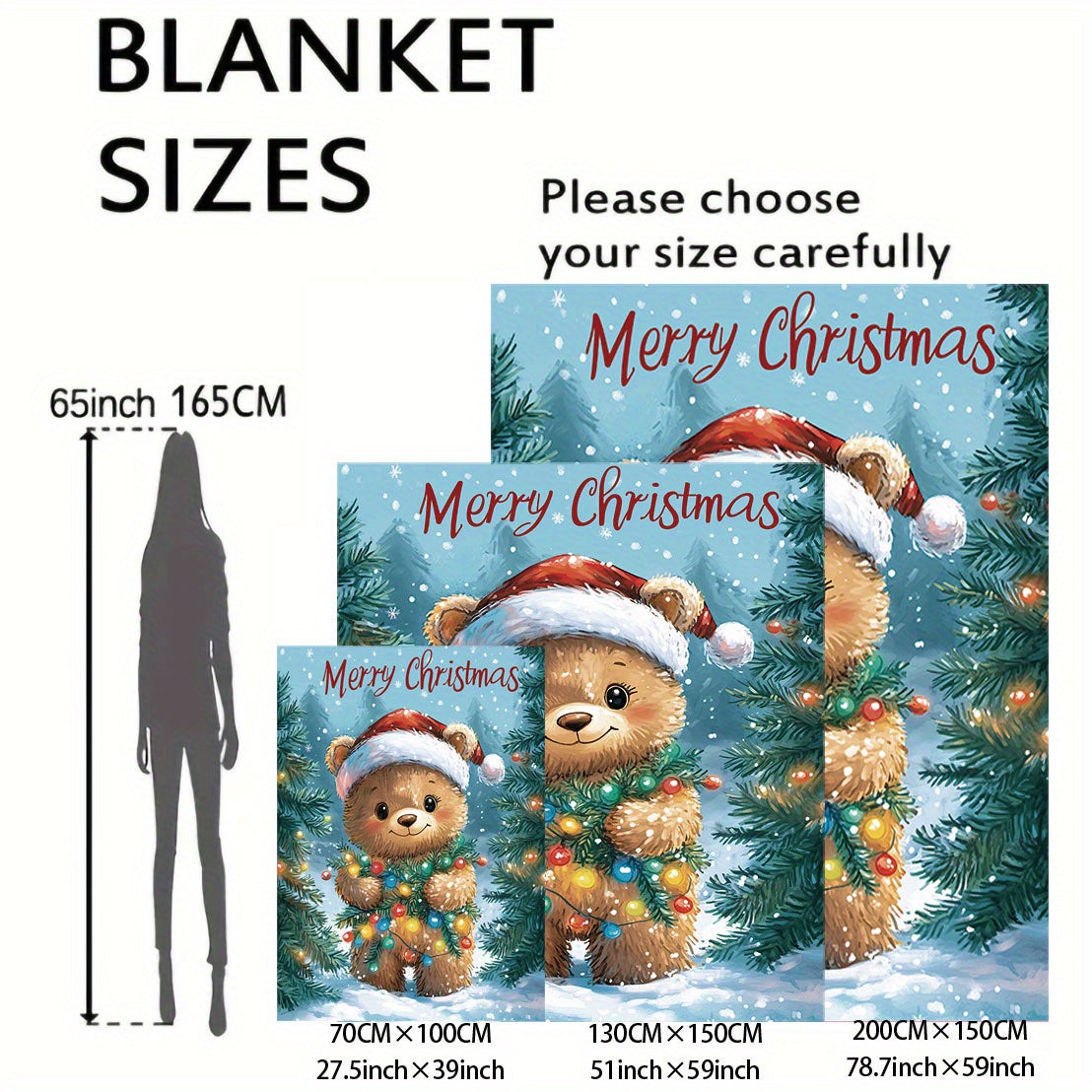 Rojdestvo ayisi Flanel yostiqchasi yumshoq qulay tashlash uchun yotoq, divan, tabiatda sayohat qilish uchun aralash ranglar