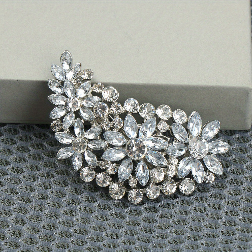 Women's Enamel Water Crystal Brooch Irregular Shiny Pattern Vintage Style Jewelry