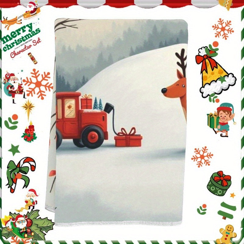 Christmas Towel 18x66cm Giftable Holiday Decor Red and White