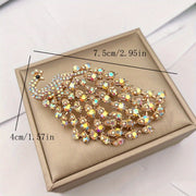 Bir dona Elegant Vintage uslubidagi rhinestone to'yingan tovuq brosh pin, ayollar kiyimlari va zargarlik buyumlari uchun emal inlay bilan - moda aksessuari