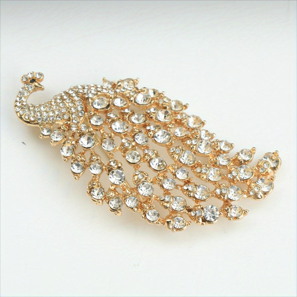 Bir dona Elegant Vintage uslubidagi rhinestone to'yingan tovuq brosh pin, ayollar kiyimlari va zargarlik buyumlari uchun emal inlay bilan - moda aksessuari