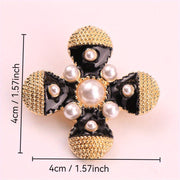 Enamel Flower Cross Brooch Jewelry for Women Silver Elegant Accessory