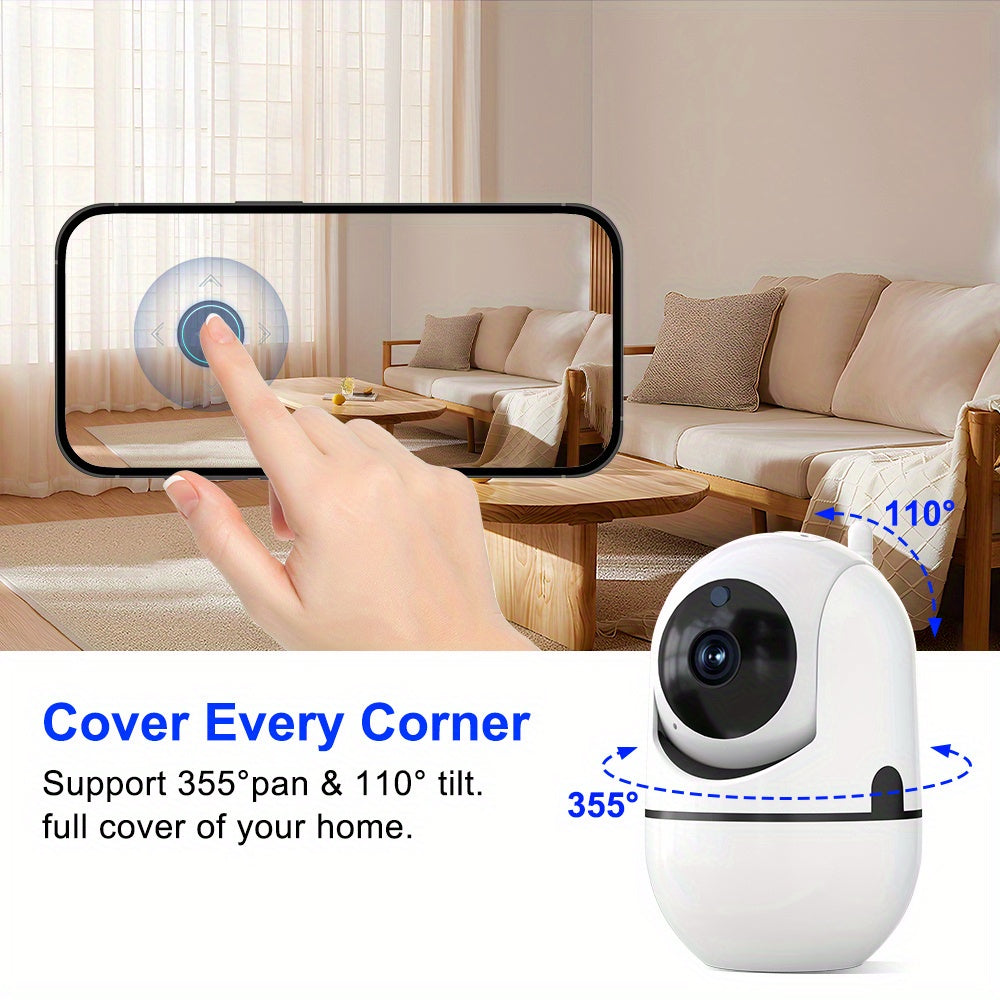 Wireless Security Camera 1080P HD with AI Human Tracking Motion Detection Night Vision Indoor Outdoor