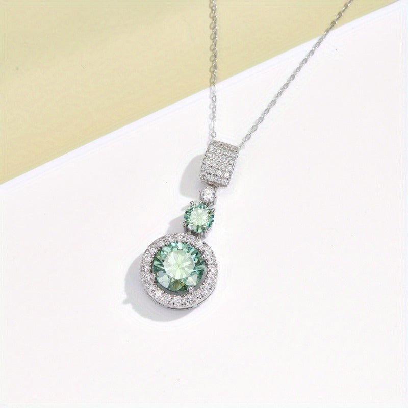 Zarif 925 Kumush Yashil Moissanite Pendant Marjon - To'ylar, Sovg'alar va Boho-Chic Uslubi uchun Ideal 6CT To'ldiruvchi.