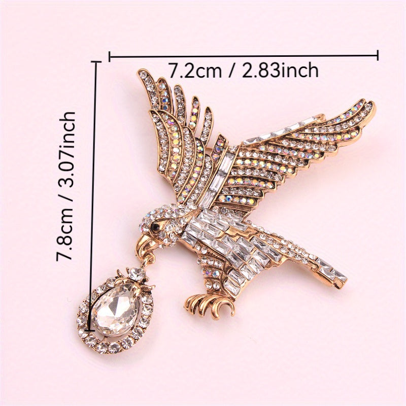 Elegant Rhinestone Eagle Brooch Pin for Women Animal-Shaped Inlay Jewelry