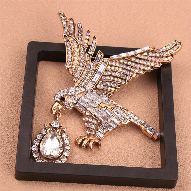 Elegant Rhinestone Eagle Brooch Pin for Women Animal-Shaped Inlay Jewelry