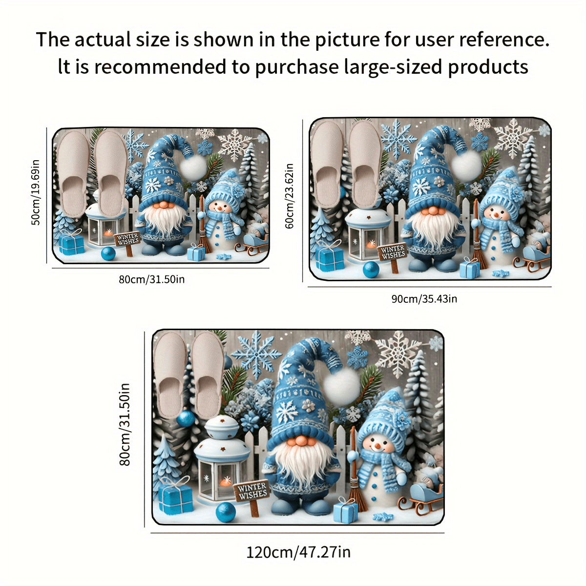 Christmas Gnome Doormat Non-Slip Polyester Low Pile Entrance Rug