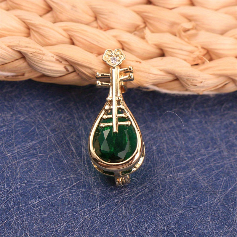 Rhinestone Brooch Pin with Irregular Shape Faux Instrument Design for Clothing and Bag Decoration