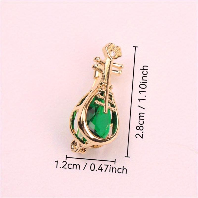 Rhinestone Brooch Pin with Irregular Shape Faux Instrument Design for Clothing and Bag Decoration