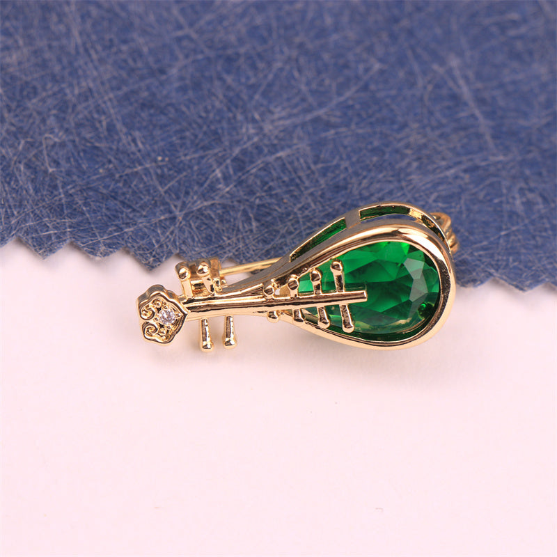 Rhinestone Brooch Pin with Irregular Shape Faux Instrument Design for Clothing and Bag Decoration