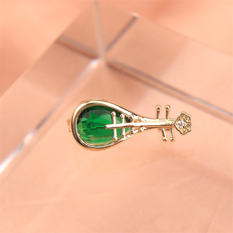 Rhinestone Brooch Pin with Irregular Shape Faux Instrument Design for Clothing and Bag Decoration