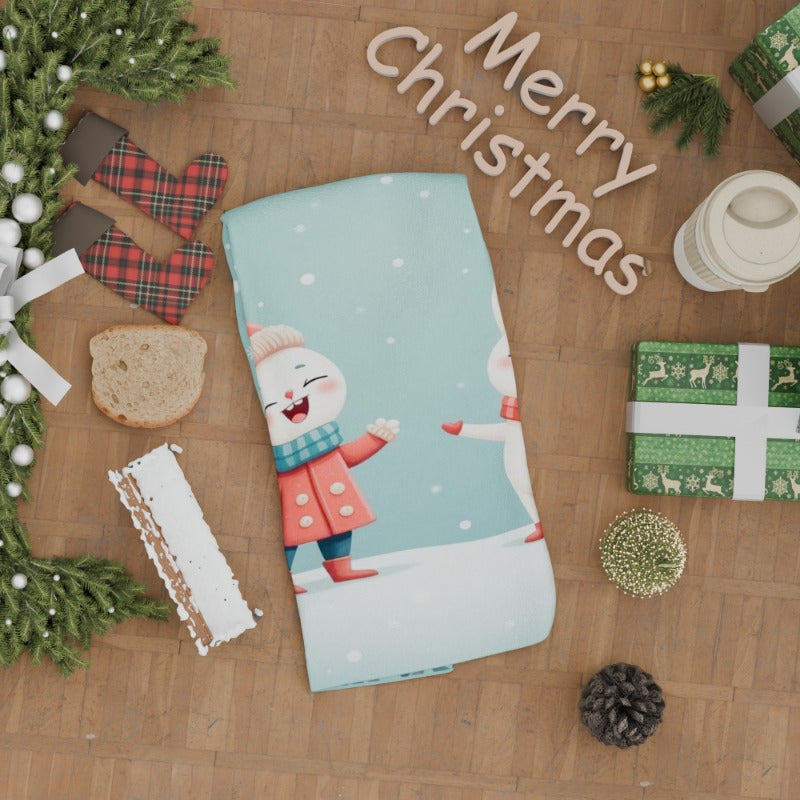 Christmas Towel 18x66cm Giftable Holiday Decor Red and White