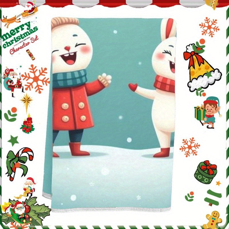 Christmas Towel 18x66cm Giftable Holiday Decor Red and White