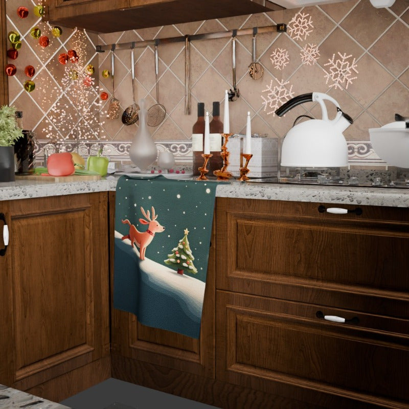 Christmas Towel 18x66cm Giftable Holiday Decor Red and White