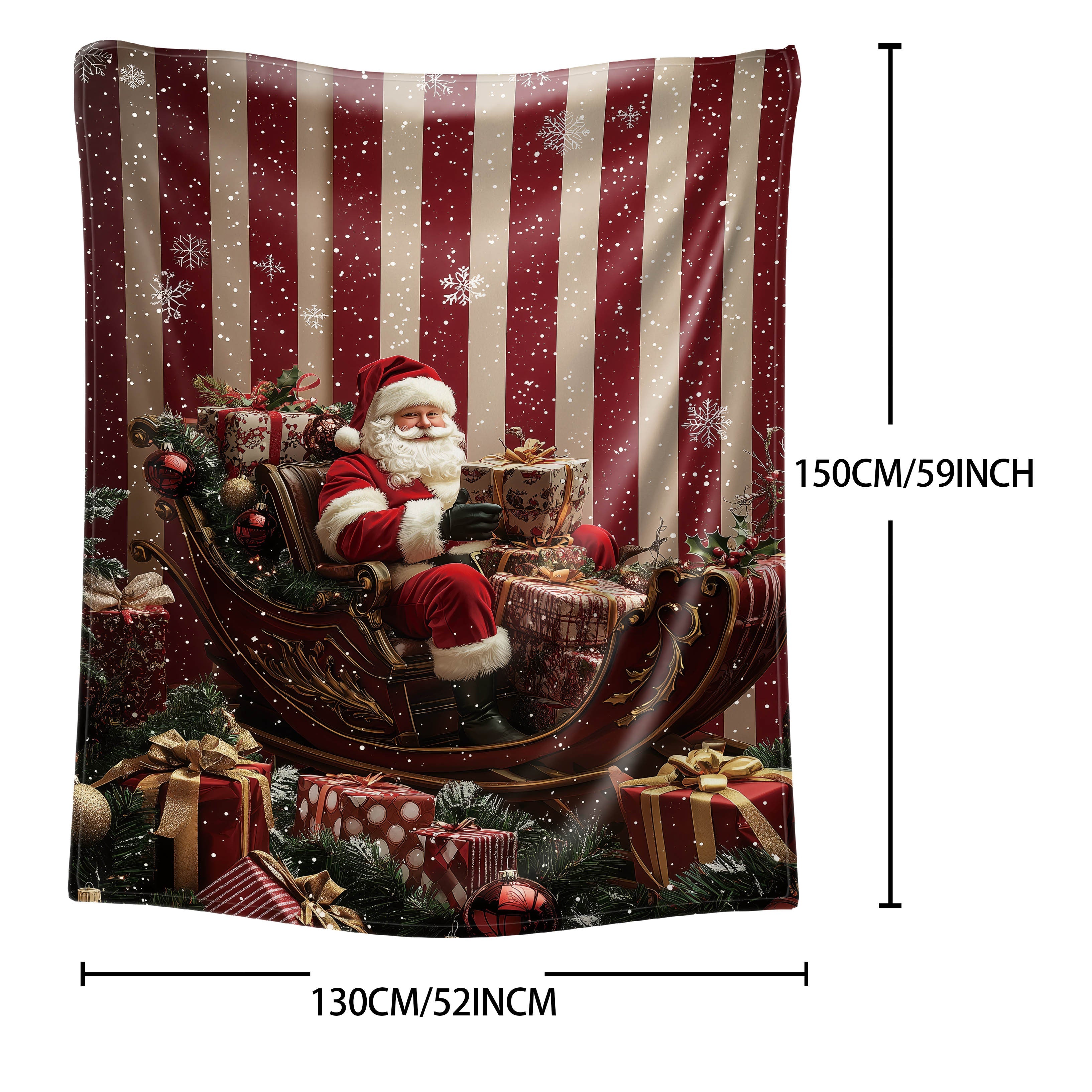 Christmas Santa Claus Throw Blanket Soft Flannel All Seasons Bed Sofa Camping