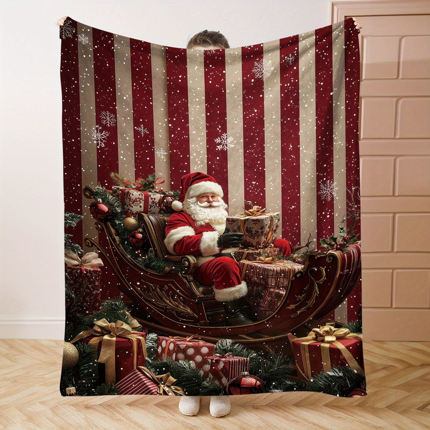 Christmas Santa Claus Throw Blanket Soft Flannel All Seasons Bed Sofa Camping