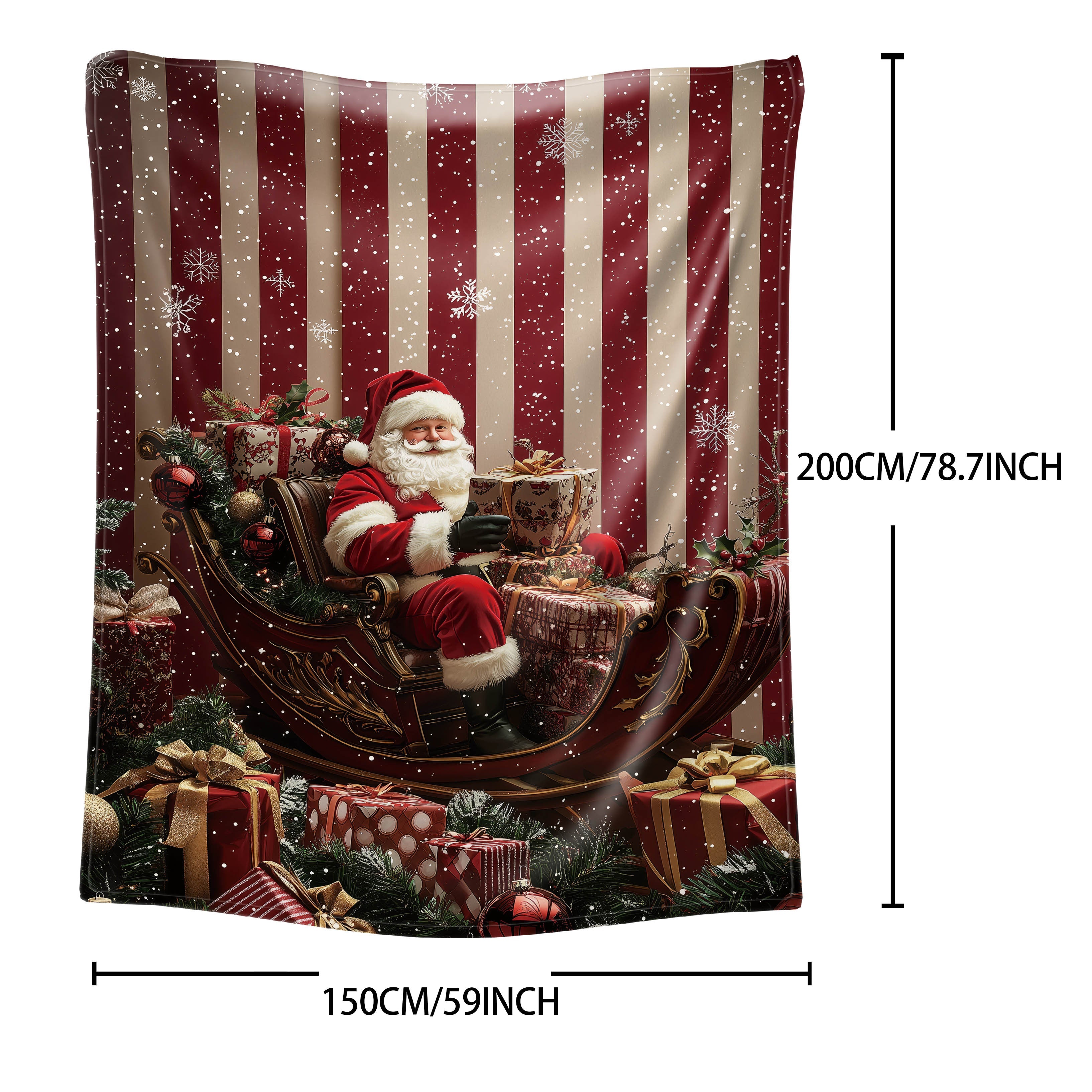 Christmas Santa Claus Throw Blanket Soft Flannel All Seasons Bed Sofa Camping