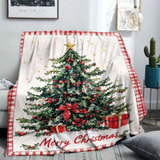 Flannel Throw Blanket Christmas Tree Design Soft Knitted Polyester All-Season Cozy