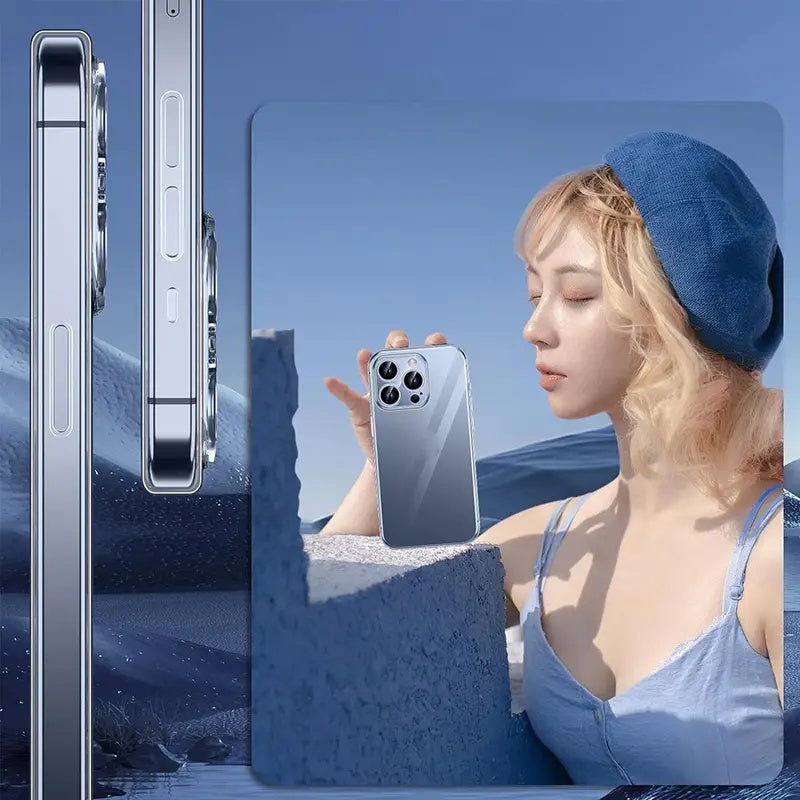 Ultra-Thin Transparent TPU Phone Case for iPhone 16, 15, 14, 13, 12, 11 Pro Max Plus SE