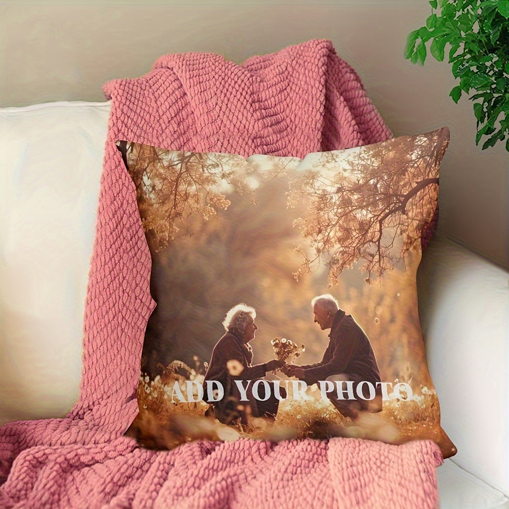Personalized Photo Pillow Cover 45.72x45.72 cm Soft Polyester Decorative Cushion for Bedroom Living Room