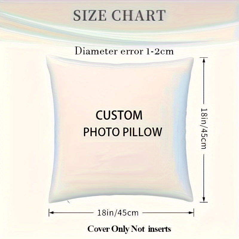 Personalized Photo Pillow Cover 45.72x45.72 cm Soft Polyester Decorative Cushion for Bedroom Living Room