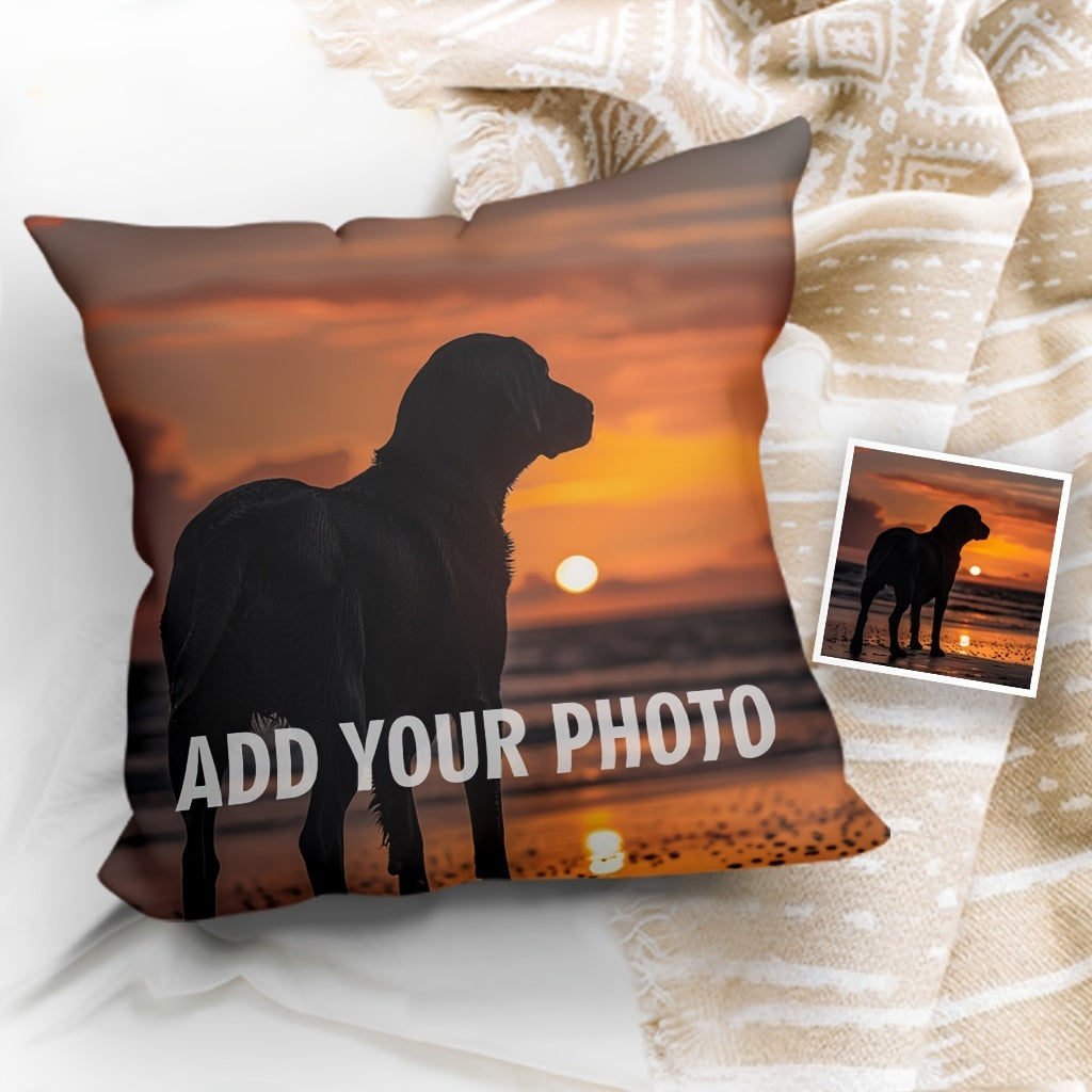 Personalized Photo Pillow Cover 45.72x45.72 cm Soft Polyester Decorative Cushion for Bedroom Living Room