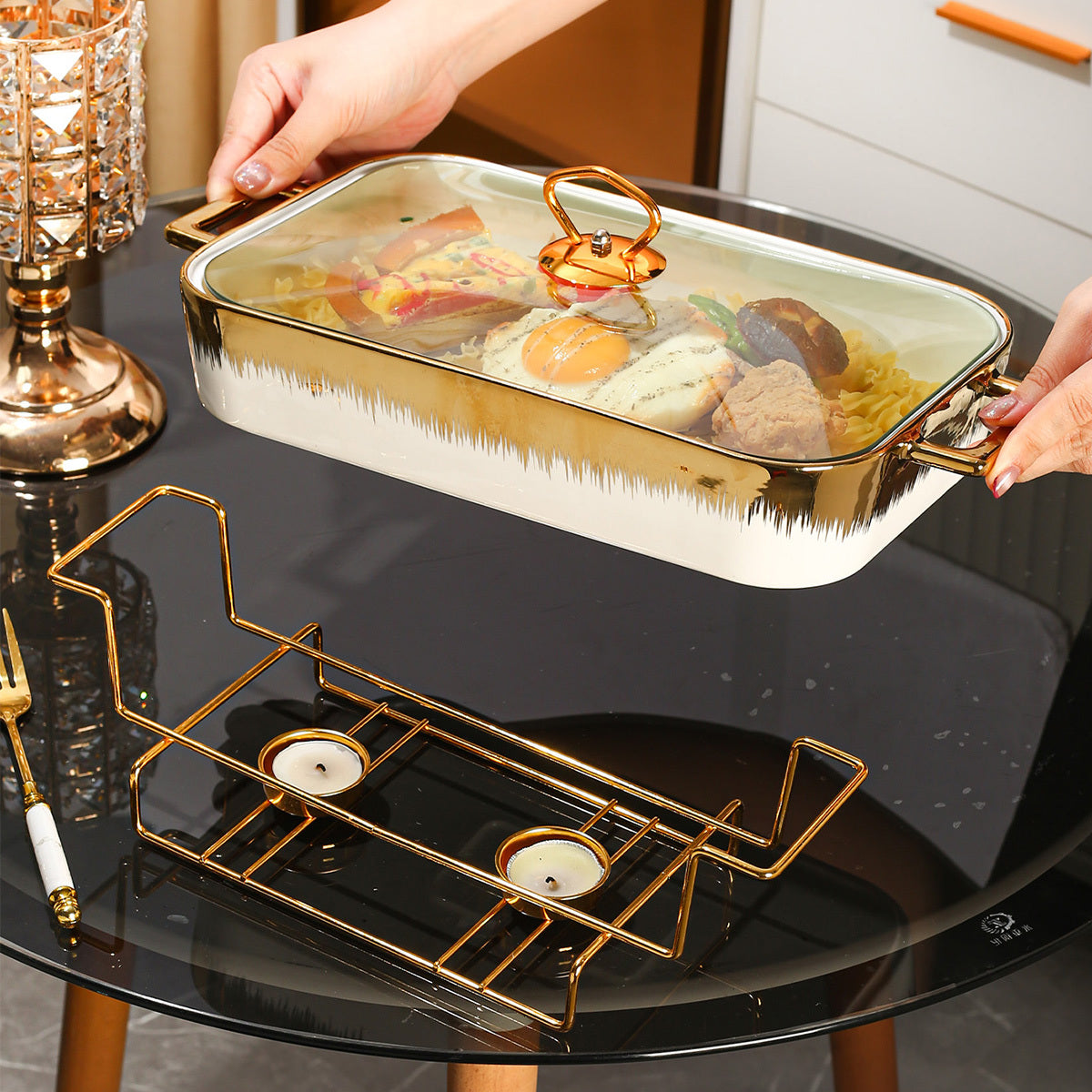 3 ta keramika xizmat ko'rsatish plitalari to'plami, qopqoq bilan, non, tovuq, pishloq, pizza uchun mukammal, ochiq tadbirlar, to'ylar, partiyalar, sovg'alar, tug'ilgan kunlar va Rojdestvo uchun ajoyib.