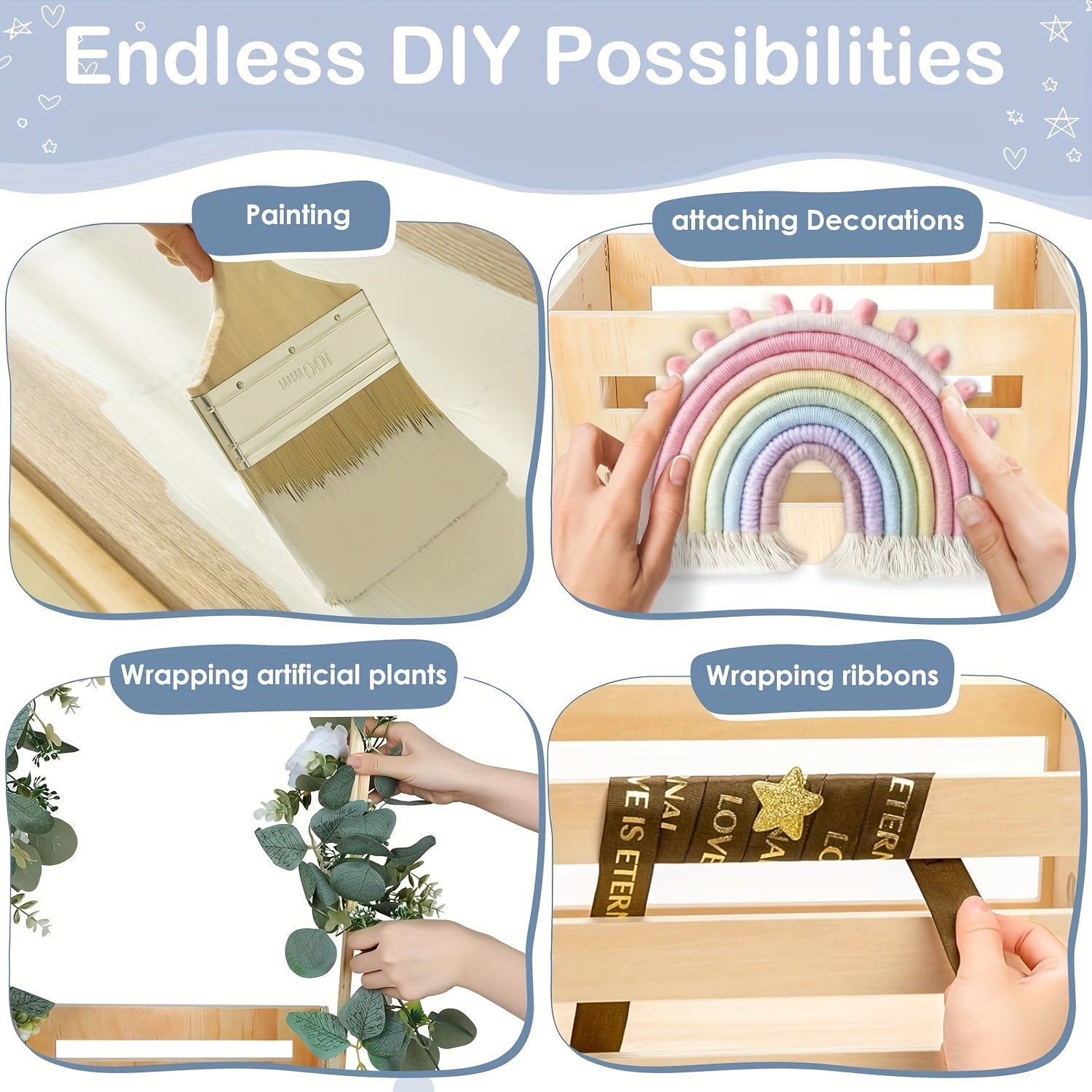 Bolalar xonasi shkafi uchun osma tayoq bilan sariq yog'och saqlash tashkilotchisi. Kiyimlar, o'yinchoqlar va pamperslarni ushlab turishi mumkin. Har tomonlama foydalanish mumkin bo'lgan to'rtburchak savat, sovg'a sifatida ideal.