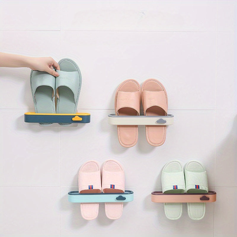 Wall-Mounted Cloud-Shaped Shoe Rack No Drilling Plastic Bathroom Storage