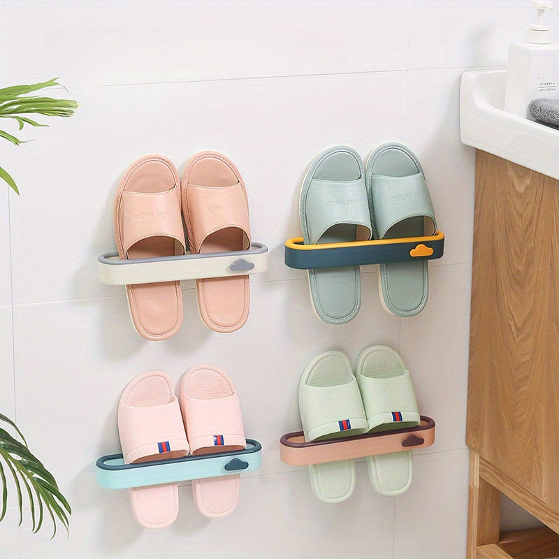 Wall-Mounted Cloud-Shaped Shoe Rack No Drilling Plastic Bathroom Storage