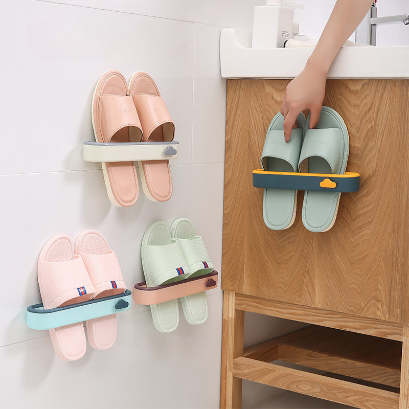 Wall-Mounted Cloud-Shaped Shoe Rack No Drilling Plastic Bathroom Storage