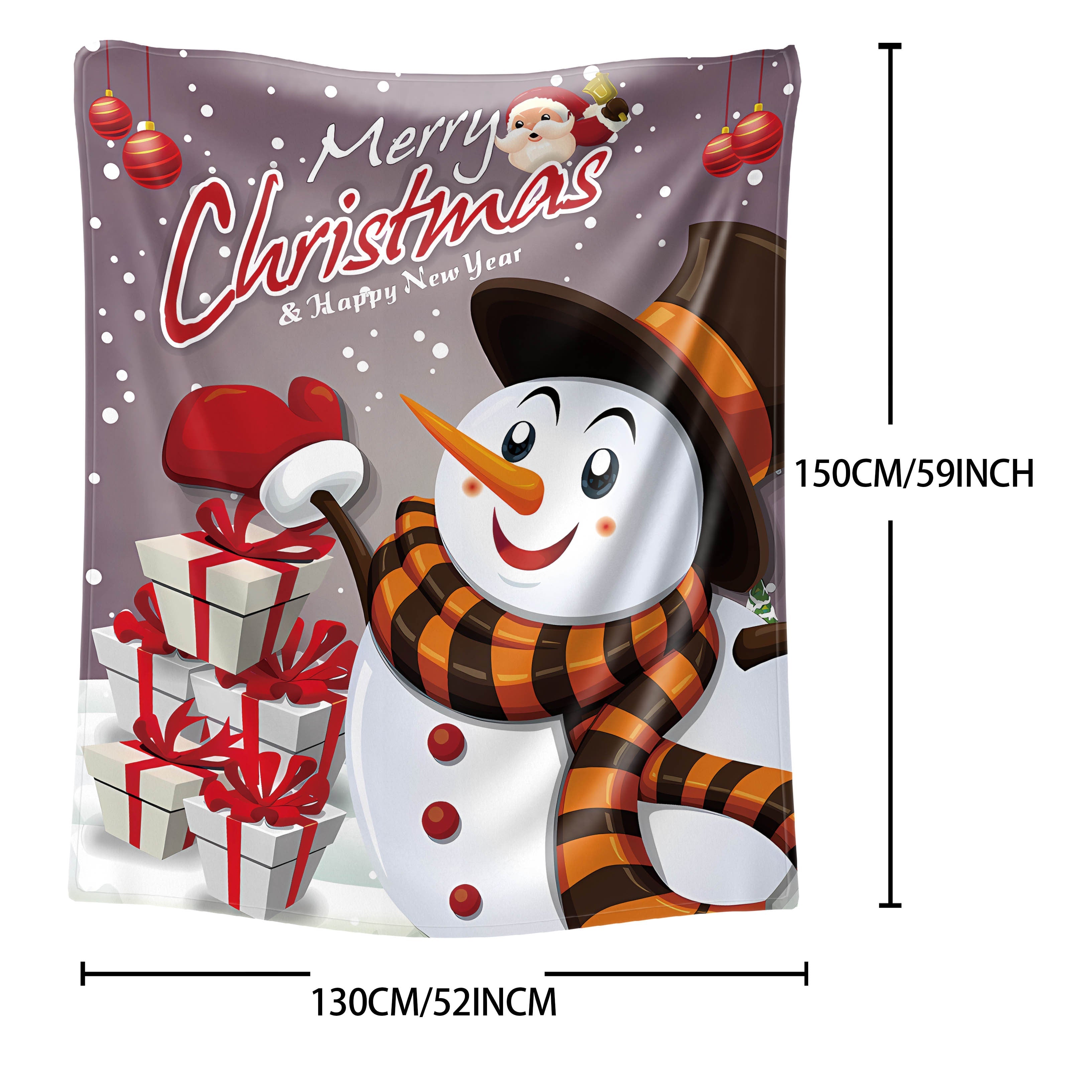 Christmas Snowman Flannel Throw Blanket with Gifts and Cartoon Design for All Seasons